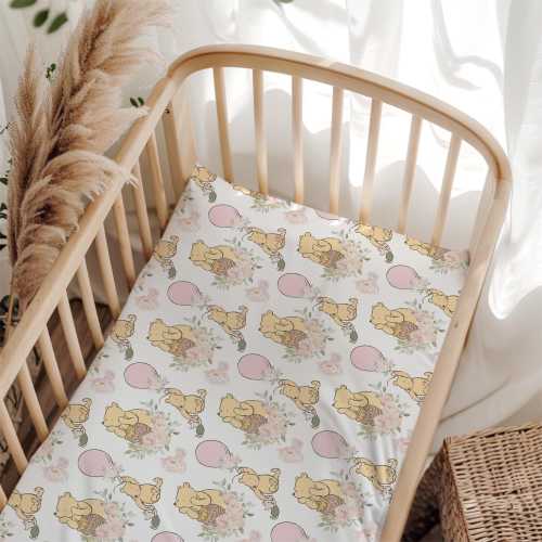 Classic Winnie-The-Pooh Crib Sheets Girl, Pink Floral Crib Sheets, Winnie-The-Pooh Crib Bedding, Baby Girl Bedding, Winnie-The-Pooh Nursery
