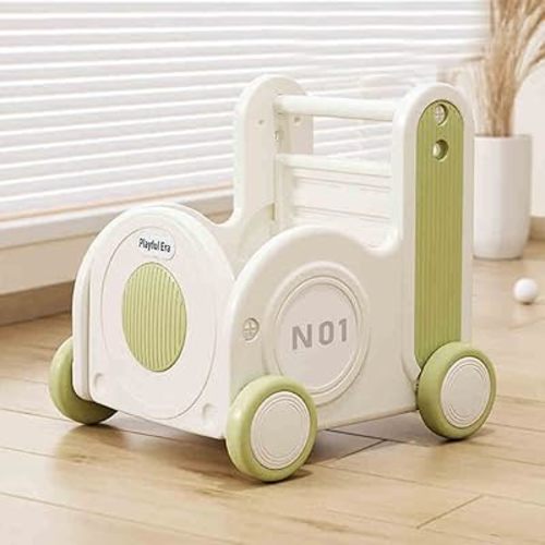 Children's Train Toy Box,Cart for Toddlers 1-3 with Wheels, Drawstring, and Handle for Riding, Walking, Towing, and Storage. Load Capacity 170LBS Great Gift for Toddler Boys and Girls(Train-Green)