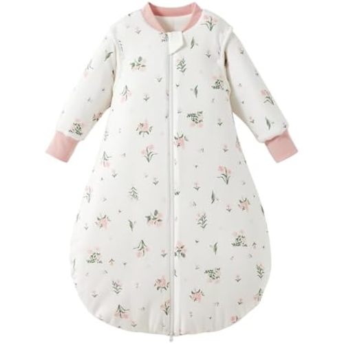 Duomiaomiao 3.5 TOG Baby Sleep Sack 100% Cotton Winter Long Sleeve Baby Wearable Blanket, Super Warm Quilted Comfy Toddler Sleeping Bag