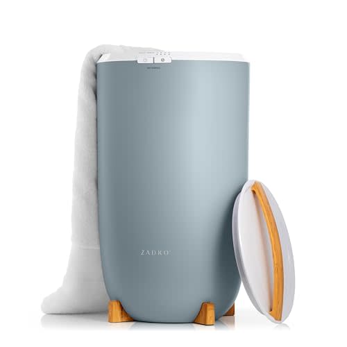 Zadro Large Hot Towel Warmer Bucket Timer Electric Towel Warmer for Bathroom Auto-Shut Off Heated Towel Warmer Spa (Large | 20L | 12" Dia. x 21" Tall, Bamboo/French Blue)