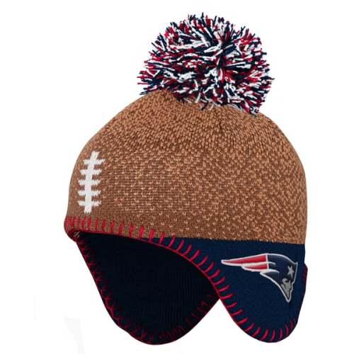 New England Patriots Outerstuff Infant Football Head Knit Hat - Brown