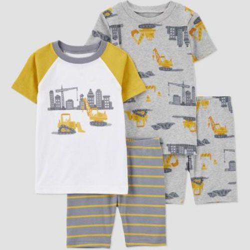Carter's Just One You® Toddler Boys' 4pc Cotton Snug Fit Construction Pajama Set - Gray/Yellow 2T