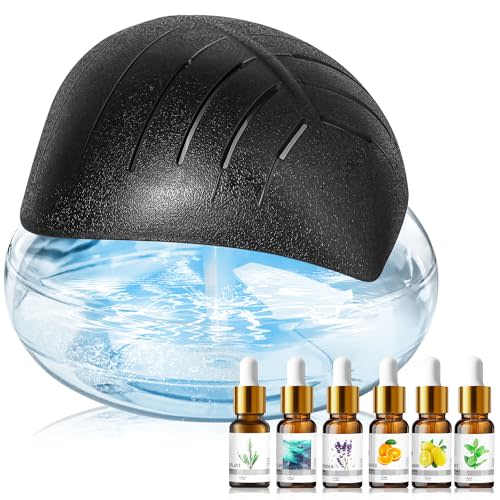 Water Air Purifier for Home with Essential Oil Diffuser & Humidifier, Rainbow Air Washer with LED Mood Light- Includes 6x10ml Essential Oils, Air Revitalizer for Smoke and Pets, Black