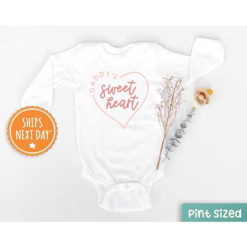 Daddy&#39;s Sweet Heart Valentine Baby Onesie® - Cute Girls Valentines Day Onesie - Little Valentine Baby Onesie® - Daddy&#39;s Girl
