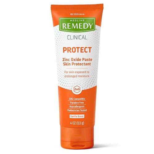 Medline Remedy Clinical Zinc Oxide Paste Skin Protectant (4 oz Tube), Vanilla Scent, Diaper Rash Cream, Incontinence Care, Wetness Protection, Paraben Free, Hypoallergenic, Adults, Children