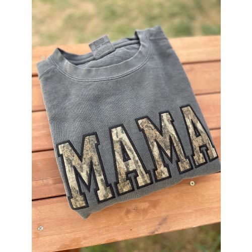 Mama Embroidered  Sweatshirt, Camo Mama, Embroidered Sweatshirt, Mama Sweatshirt, Comfort Colors