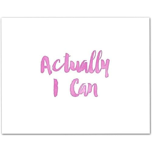 Actually I Can - Women Empowerment Print, Motivational Quote Wall Decor, Empowering and Inspiring Poster, Minimalist Feminist Pink Gift, 11x14 Unframed Typography Art Print Poster
