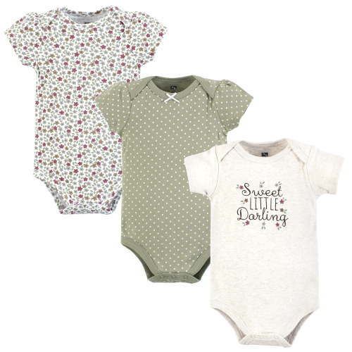 Hudson Baby Infant Girl Cotton Bodysuits, Darling, 0-3 Months