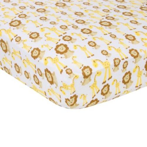 MiracleWare Muslin Crib Sheet - Dark Yellow Giraffe & Lion