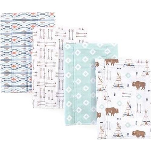 Hudson Baby Unisex Baby Cotton Flannel Burp Cloths, Teepee, One Size