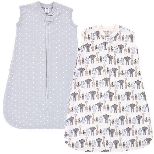 Hudson Baby Infant Boys Premium Quilted Sleeveless Sleeping Bag and Wearable Blanket, Royal Safari, 6-12 Months