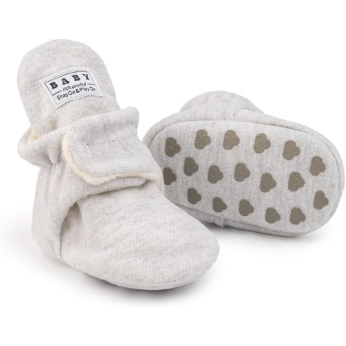 Sawimlgy Newborn Infant Baby Girl Boy Cotton Booties Stay On Sock Slippers Soft Bedroom Shoes Non-Skid Ankle Boots With Grippers Toddler Crib Warm Shoe First Walker Birthday Shower