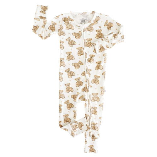 Beary Sweet Bamboo Waffle Convertible Zip Romper