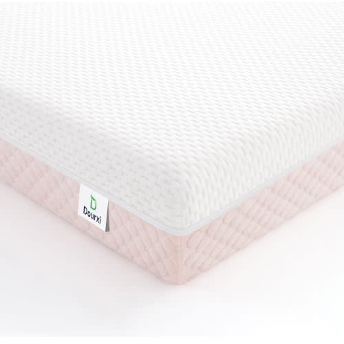 Dourxi Mini Crib Mattress, 38x24x4 Inch Dual-Sided Gel Memory Foam Mattress | Breathable Premium Comfort for Baby, Removable Washable Cover, Fits Mini and Portable Crib, White&Pink