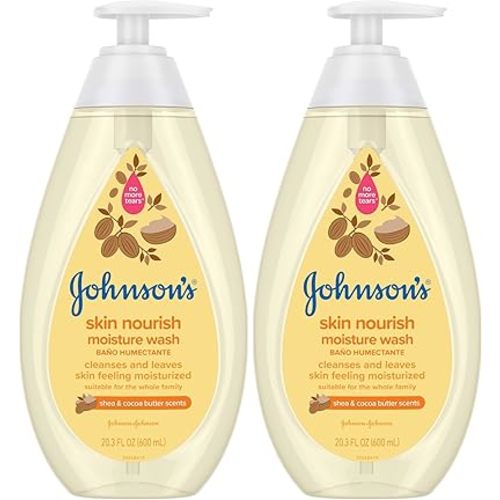 Johnson's Baby Skin Nourishing Moisture Baby Body Wash with Shea & Cocoa Butter, Hypoallergenic & Tear Free Baby Bath Wash, Paraben-, Dye-, Sulfate & Phthalate-Free, 20.3 fl. oz (Pack of 2)