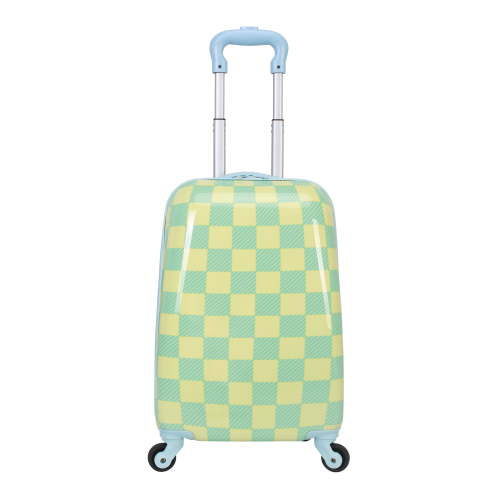 CRCKT Kids Boy 21" Checker Hardside Carry-on Luggage With 360 Spinner Wheels, Buzzing Bees, Neon Yellow and Blue