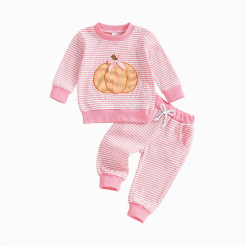 Jkety Halloween Baby Girl Outfit Girls' Clothing Sets Kids Girls Clothes Stylish Ruffled Tops and Pants with Pockets Clothing Sets 2 Piece Outfits(Pink,12-18 Months)