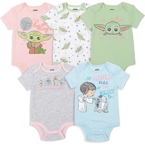 STAR WARS The Mandalorian The Child 5 Pack Short Sleeve Baby Bodysuits Newborn to Infant
