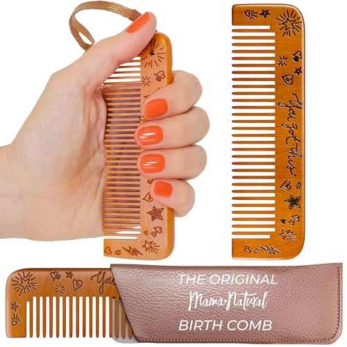 Mama Natural Wooden Labor Comb – Essential Birth & Delivery Support | Ergonomic Wood Comb for Pregnancy, Contractions & Acupressure Relief