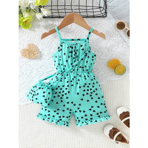 Baby Girls Spaghetti Strap Romper + Decorative Bag 2pcs Cute Fashion Outfit Set | SHEIN USA