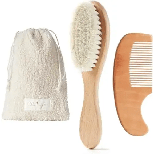 MYZI Baby Hair Brush Set – Baby Brush and Comb Set Newborn, Baby Comb and Brush Set Boy and Girl, Newborn Hair Brush and Newborn Comb - Baby Gift Set