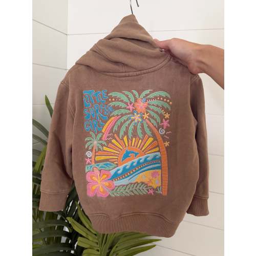 Brown Dolphin Little Surfer Girl Hoodie