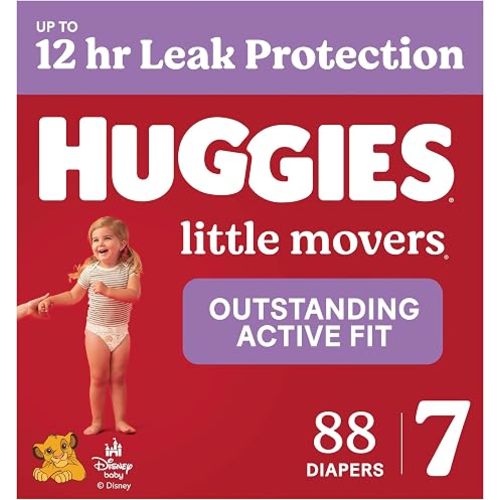 Huggies Little Movers Diapers Size 7, 88 Count (2 Packs of 44)