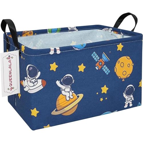 QUEENLALA Rectangular Laundry Hamper/Foldable Nursery Laundry Basket for Organizing/Storage Bin Baskets/Children Toy Office Bedroom/Toy Bin Closet Shelf Baskets（Rec-Rose Castle）