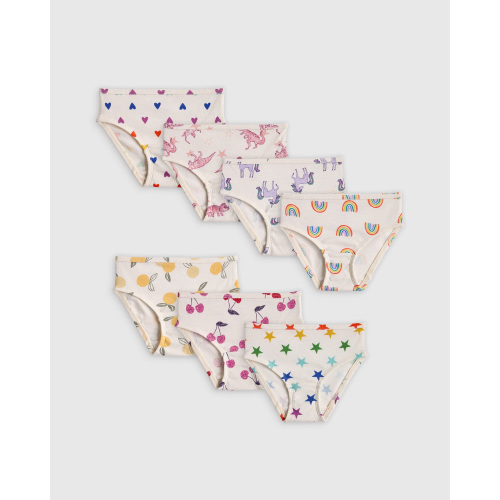Girls 100% Organic Cotton Brief 7-Pack - Toddler Girl in Girl Multi Pack