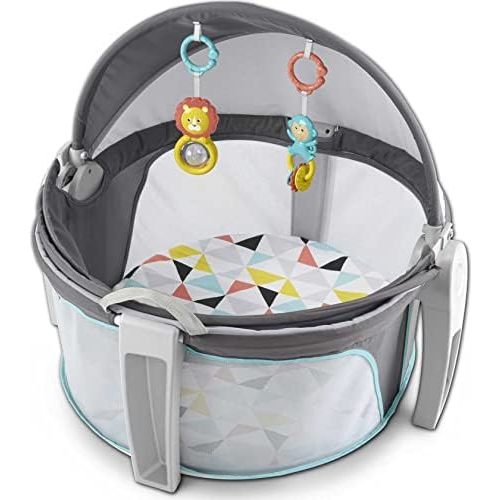 Fisher-Price Portable Bassinet On-The-Go Baby Dome, Travel Play Space with Developmental Newborn Toys & Canopy, Windmill