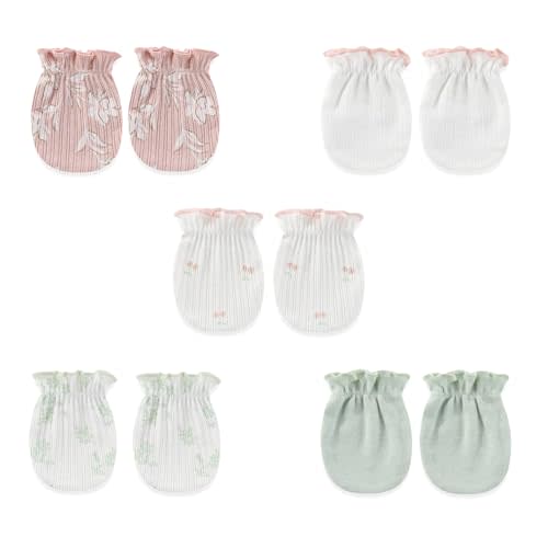 falianni 5 Pairs Baby Not Scratch Mittens 0-6 Months New Born Boy Girl Gloves Cute Infant Accessories