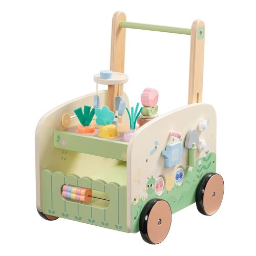 ROBUD Wooden Baby Walker, 10-in-1 Baby Push Walker, Garden Theme, Green