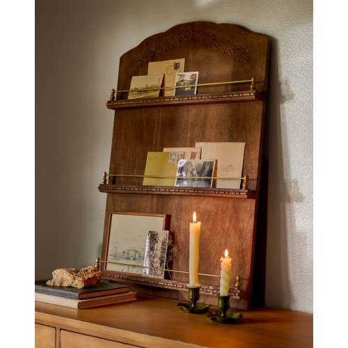 Gloria Carved Wood and Brass Display Shelf – Magnolia