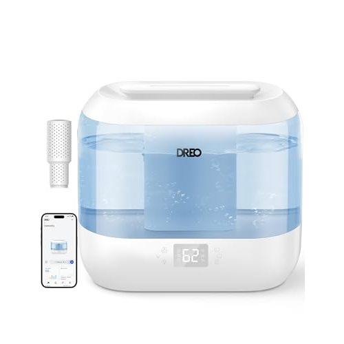 Dreo Humidifiers for Bedroom, Top Fill 4L Smart Cool Mist Humidifier with Oil Diffuser, Cartridge, Nightlight, 36H Runtime, Quiet Ultrasonic Humidifiers for Home, Baby Nursery, Plants, Office, HM311S