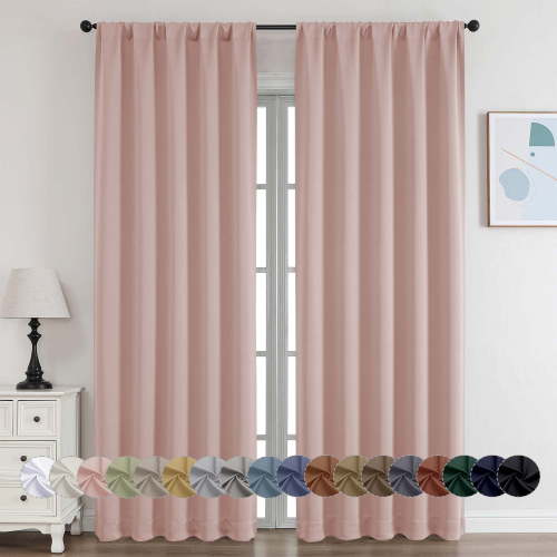 OVZME 2 Panels Set Blush Blackout Curtains for Living Room 84 Inch Length, Solid Thermal Insulated Privacy Bedroom Window Treatment Curtains Blackout Drapes, W40 x L84 Inch, Blush Pink