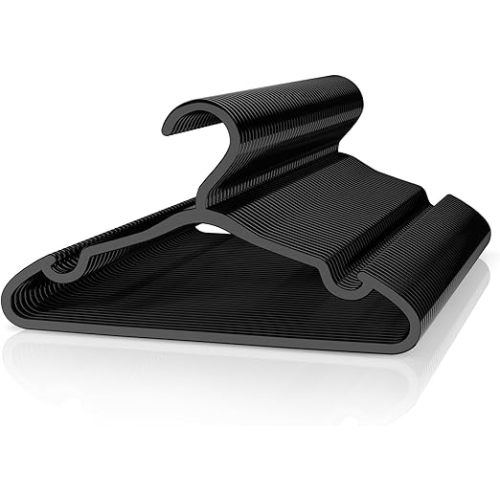 VILICK Plastic Kids Hangers - 50 Pack Non-Slip Baby Clothes Hangers for Closet, Toddler & Newborn Clothing Pants, Skirts, Coats (Black)