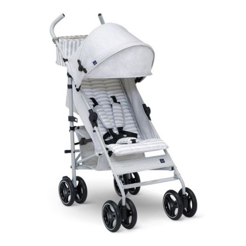 babyGap by Delta Children Classic Stroller - Gray Stripes: Forward Facing Seat, 50 lb Capacity, Metal Frame, EVA Tires