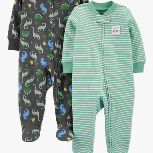 Simple Joys by Carter's baby-boys 2-way Zip Thermal Footed Sleep and Play, Pack of 2
