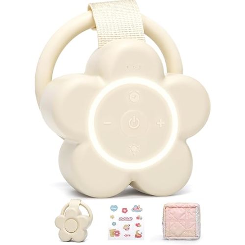 Portable White Noise Machine Baby Newborn Essentials & Adults - 25 Soothing Sounds | Rechargeable Travel Sound Machine Baby with Night Light | Timer & Volume Control | Nursery, Home, Sleep Aid