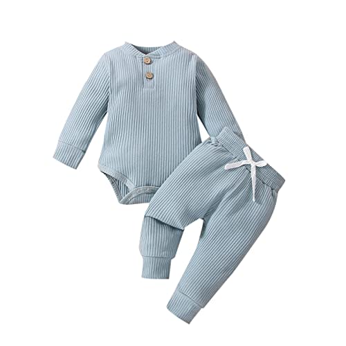vivifayee Newborn Baby Boy Clothes Infant Long Sleeve Romper and Pants Set Knitted Cotton Fall Winter Outfits