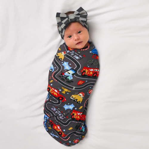 Disney & Pixar Piston Cup Swaddle & Luxe Bow Headband Set | Little Sleepies