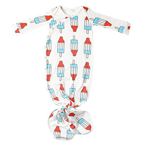 Copper Pearl Baby Gown - Knotted Newborn Sleepers for Baby Boy and Girl, Soft Stretchy Long Sleeve Infant Gowns with Bottom Tie and Hand Mittens, Perfect Hospital Coming Home Outfit (Rocket)