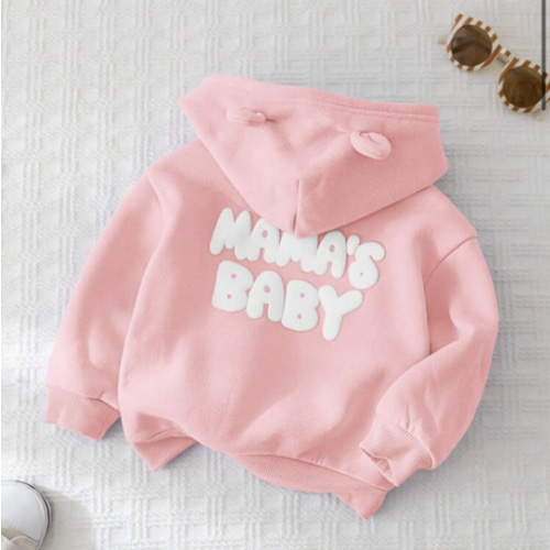 Cozy Pixies Baby Girl Letter Print Casual Hooded Zip-Up Jacket,In Fall/Winter