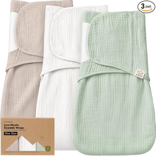 KeaBabies Muslin Baby Swaddles for Newborns, 3pk,100% Cotton (Sage, OS)