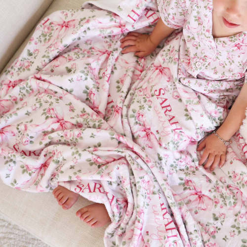 Bows in Bloom Personalized Kids Blanket