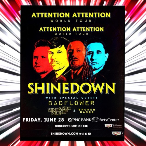 SHINEDOWN ATTENTION ATTENTION WORLD TOUR TIN POSTER 12x8 INCH