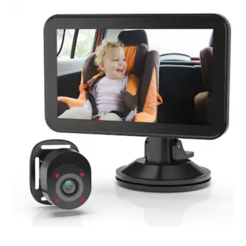 Rexing - BC500 In-Car Baby Cam with Monitor – HD 1080p & Infrared Night Vision - Black