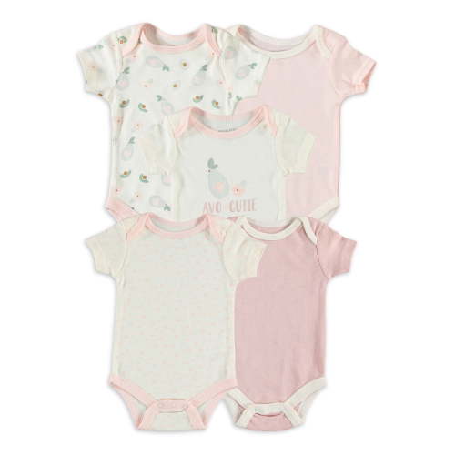 Kyle & Deena Baby Girl 5 PK Grow with Me Bodysuits, Sizes Newborn-9 Months