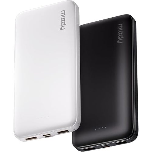 Miady 2-Pack Portable Charger, Slim 10000mAh Power Bank Travel Battery Pack