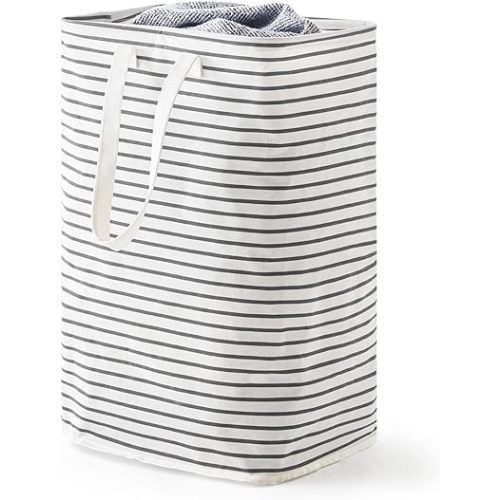 70L Freestanding Laundry Hamper, Collapsible Waterproof Clothes Basket with Easy Carry Long Handle, Washing Bag for Clothes, Toys (1 Pack, Grey)